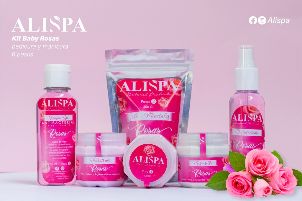 ALISPA kit baby rosas pedicure y manicure 6 pasos